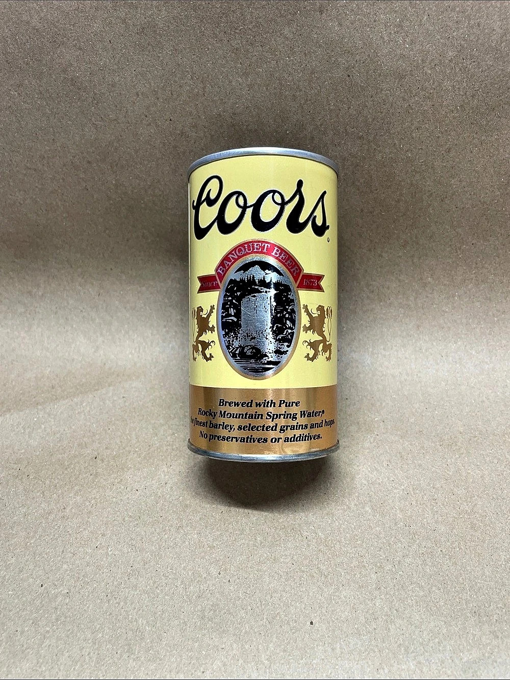 VTG Coors Beer Pull-Tab style Can Decor/Vase/Pencil Holder - Yellow & Red